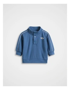 Logo Snap Sweat in Washed Navy