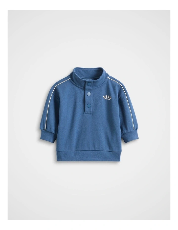Logo Snap Sweat in Washed Navy image 1