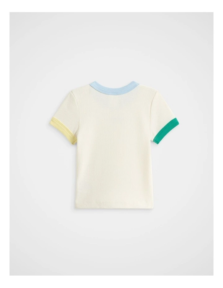 Colourblock Rib Logo Tee in Apple Multi image 2
