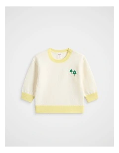 Contrast Rib Knit Sweater in Classic Cream