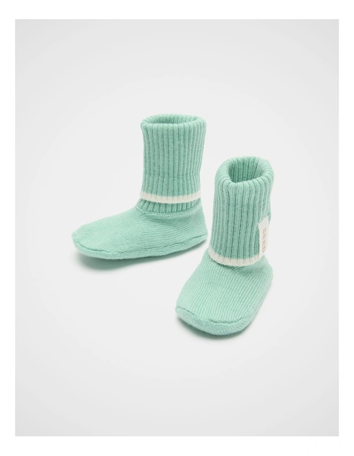 Cuffed Knit Booties in Seafoam image 2