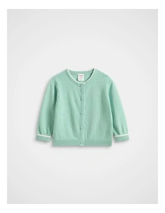 Cuffed Knit Cardigan in Seafoam