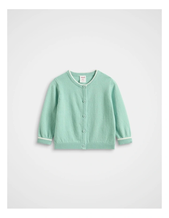 Cuffed Knit Cardigan in Seafoam image 1
