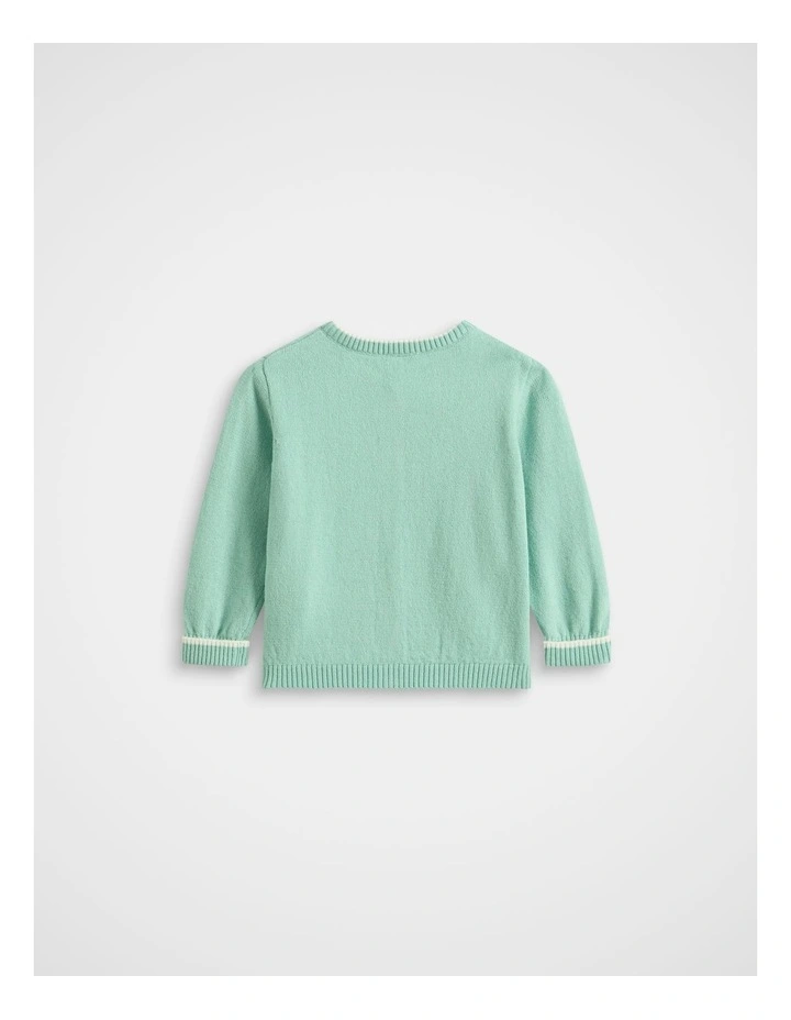 Cuffed Knit Cardigan in Seafoam image 2
