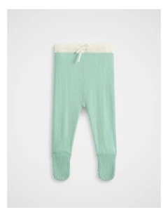 Footed Knit Pant in Seafoam