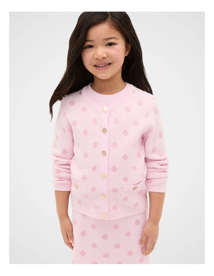 Spot Knit Cardigan in Pink Lemonade image 2