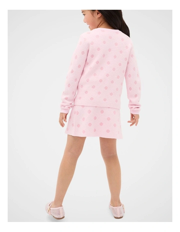 Spot Knit Cardigan in Pink Lemonade image 3