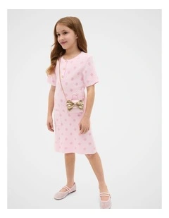 Spot Knit Dress in Pink Lemonade