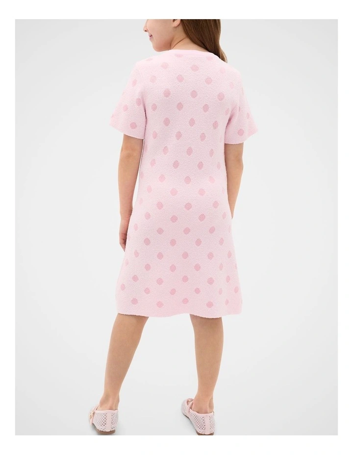 Spot Knit Dress in Pink Lemonade image 2