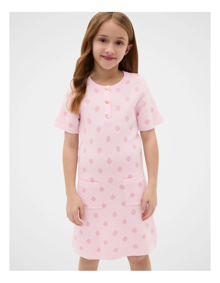 Spot Knit Dress in Pink Lemonade image 3