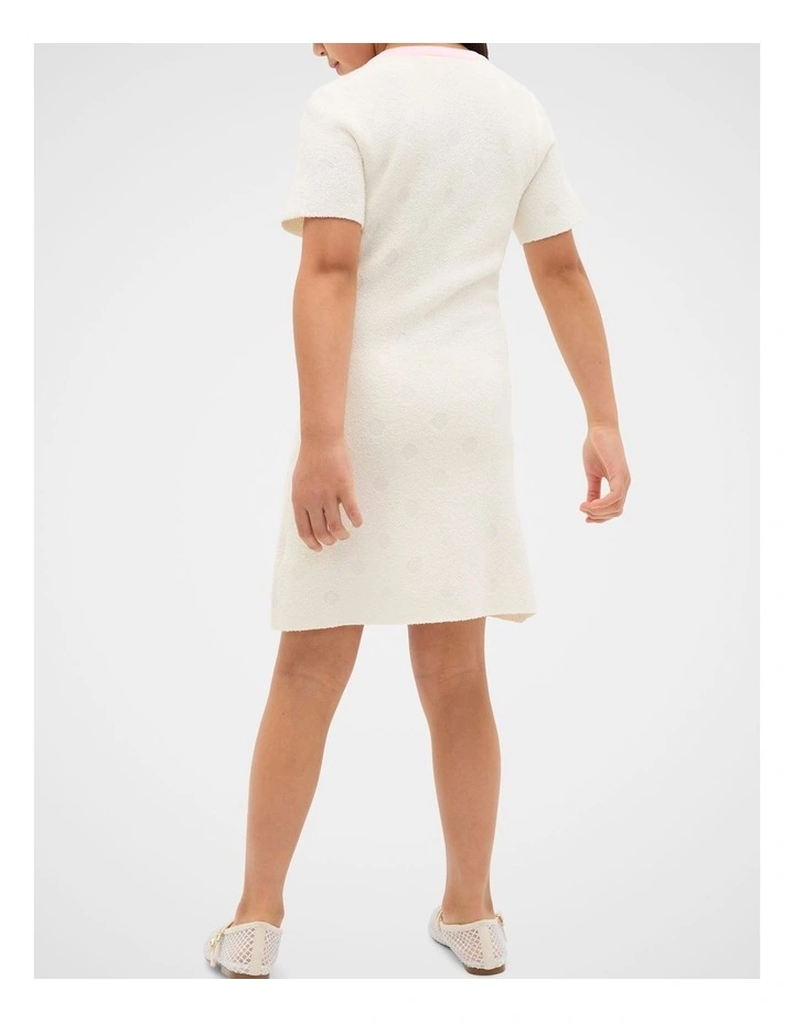 Spot Knit Dress in Classic Cream image 3
