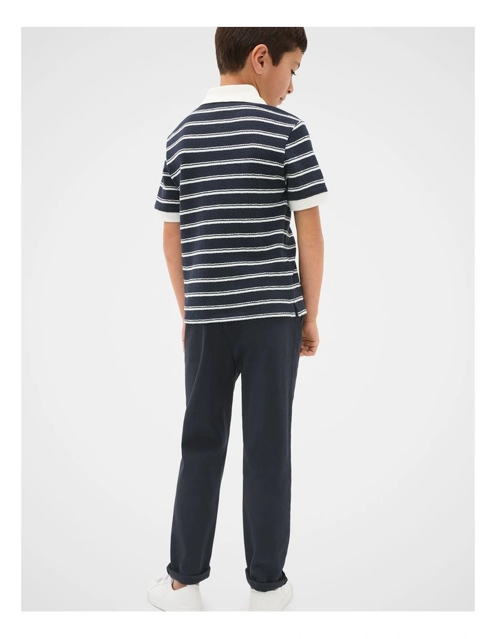 Core Boucle Knit Polo in Midnight Blue image 2