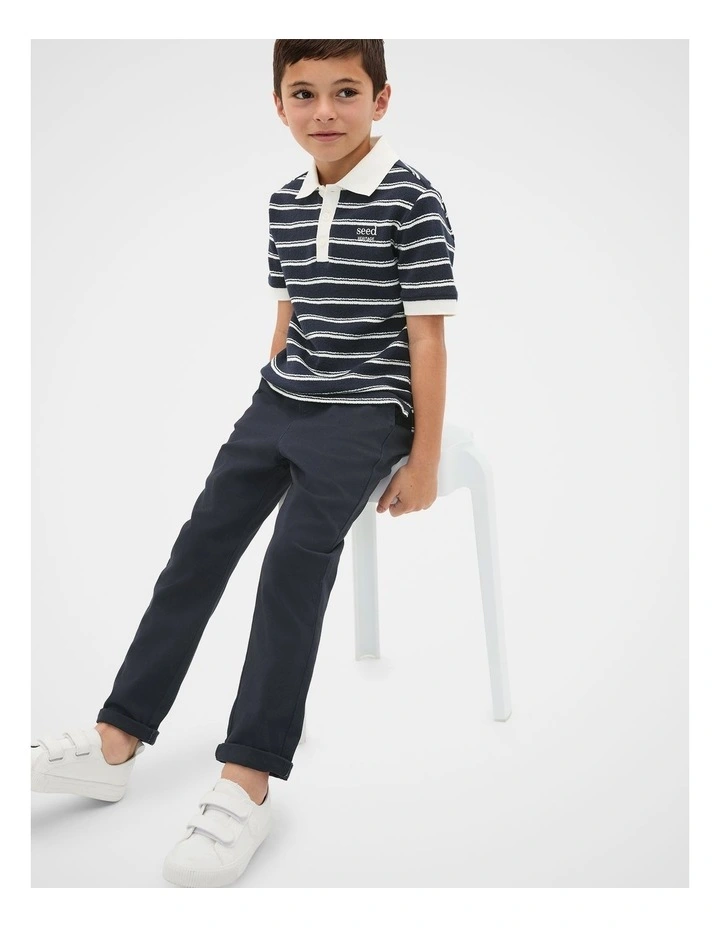 Core Boucle Knit Polo in Midnight Blue image 3