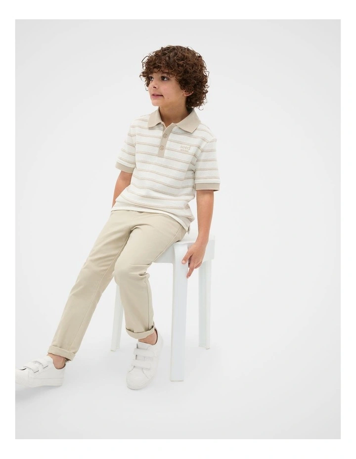 Core Boucle Knit Polo in Cool Stone image 2