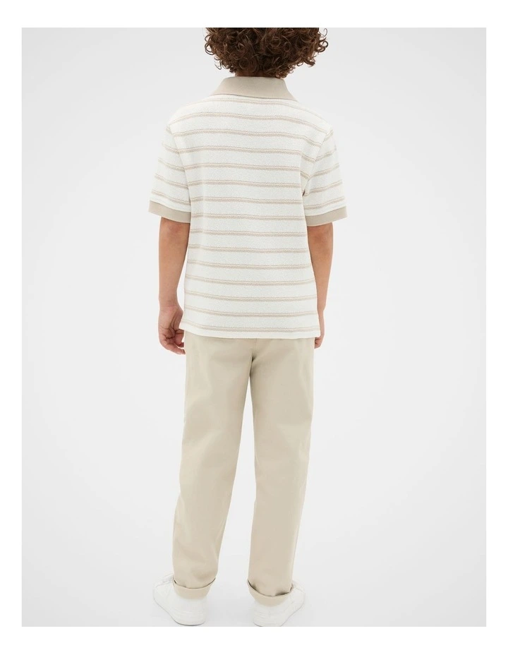 Core Boucle Knit Polo in Cool Stone image 3