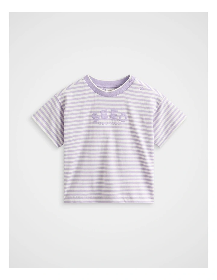 Core Stripe Logo Tee in Lilac image 1