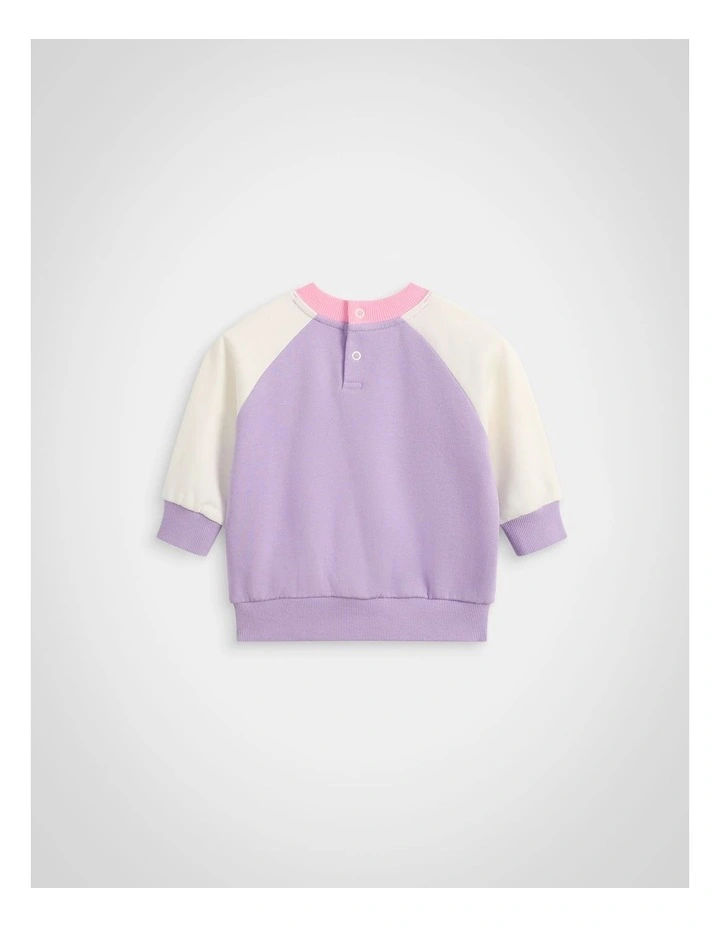 Colourblock Logo Sweat in Lilac image 2