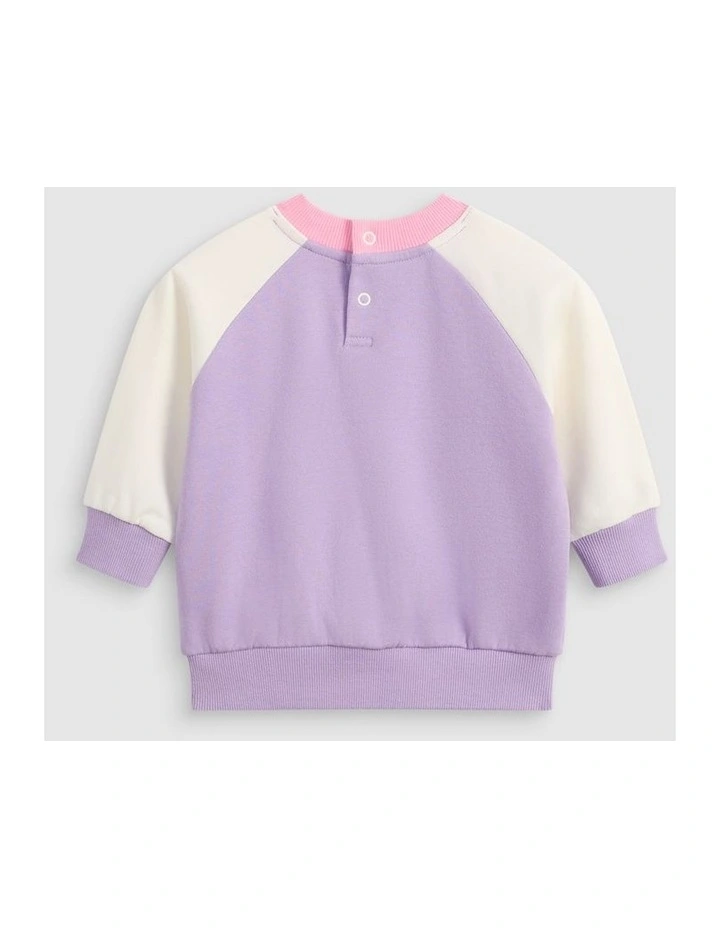 Colourblock Logo Sweat in Lilac image 2