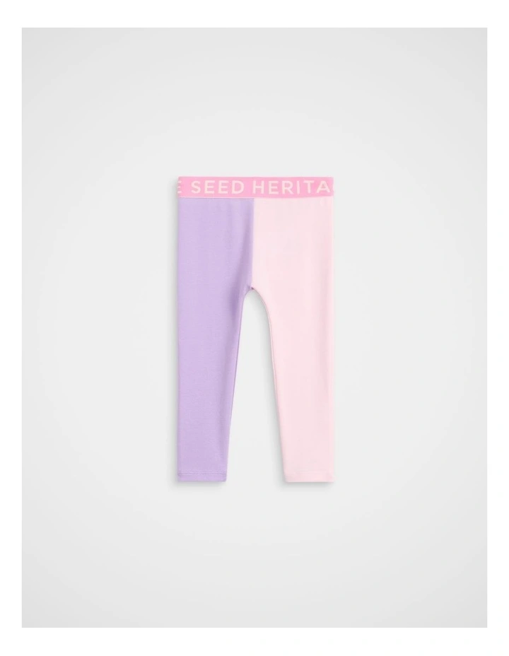 Colourblock Logo Legging in Lilac Multi image 1