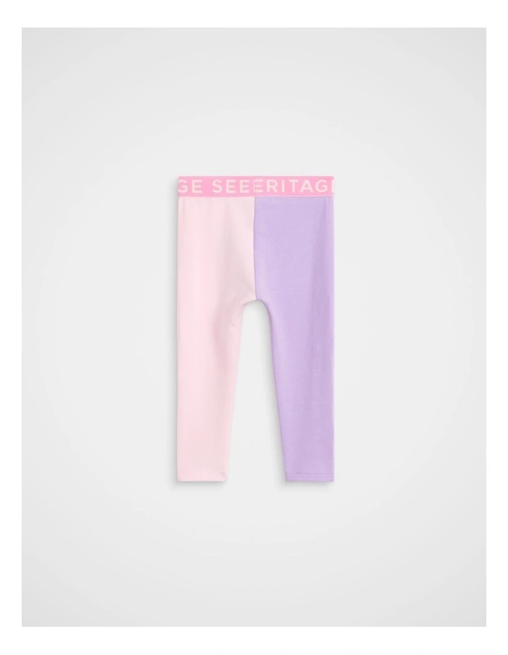Colourblock Logo Legging in Lilac Multi image 2