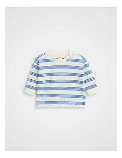 Textured Stripe Sweat in Electric Blue Stripe