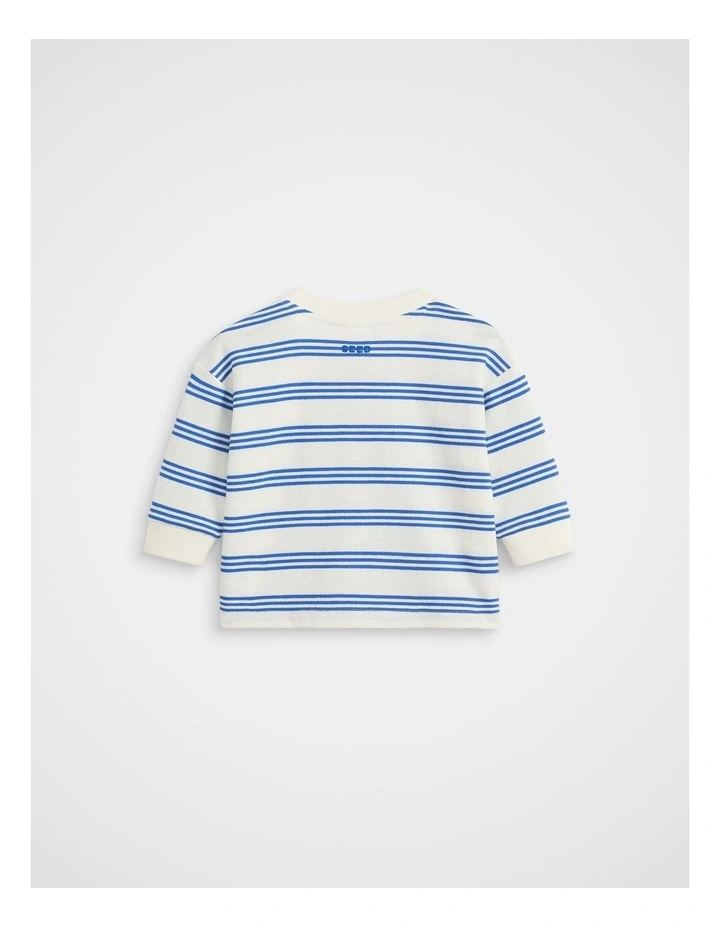 Textured Stripe Sweat in Electric Blue Stripe image 2