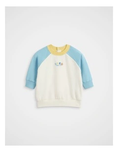 Colourblock Logo Sweat in Nebula Blue