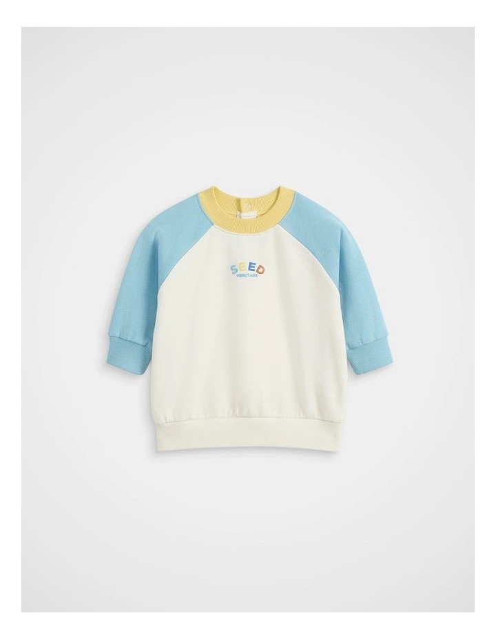 Colourblock Logo Sweat in Nebula Blue image 1
