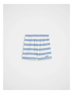 Textured Stripe Short in Electric Blue Stripe