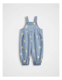 Citrus Denim Romper in Light Wash Lemon