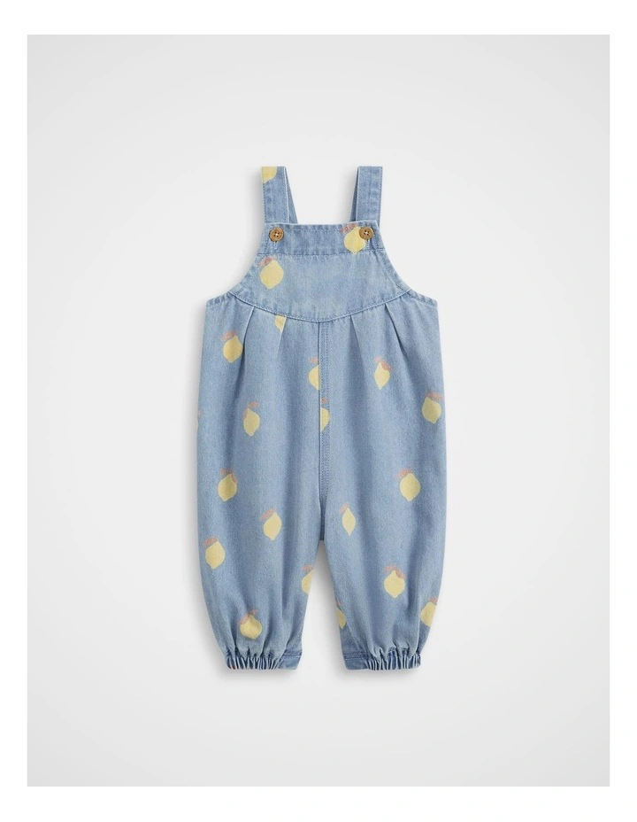 Citrus Denim Romper in Light Wash Lemon image 1
