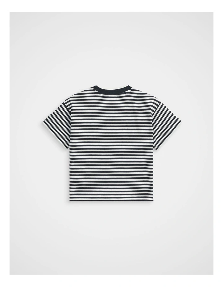 Core Stripe Logo Tee in Midnight Blue Stripe image 2