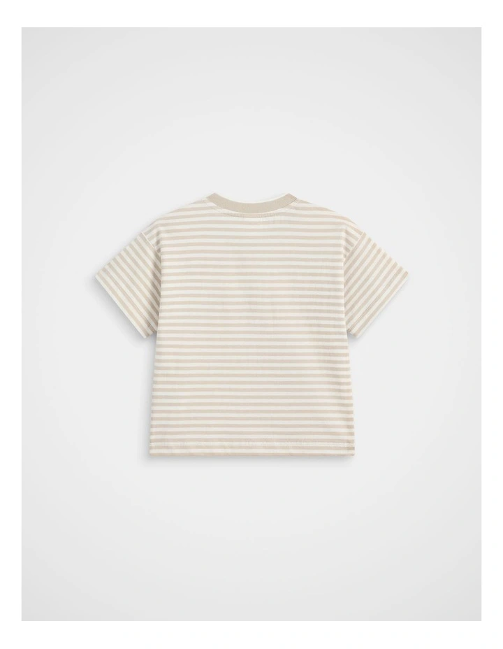 Core Stripe Logo Tee in Cool Stone image 2