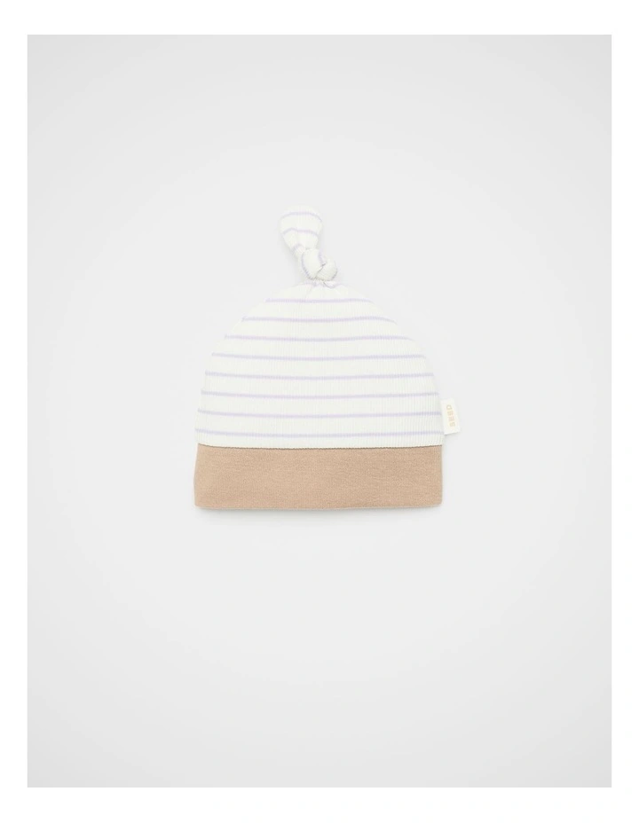 Stripe Knotted Beanie in Lavender image 1