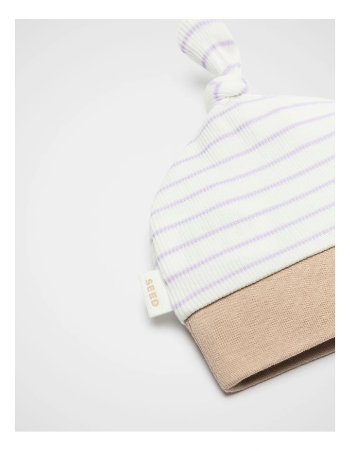 Stripe Knotted Beanie in Lavender image 2