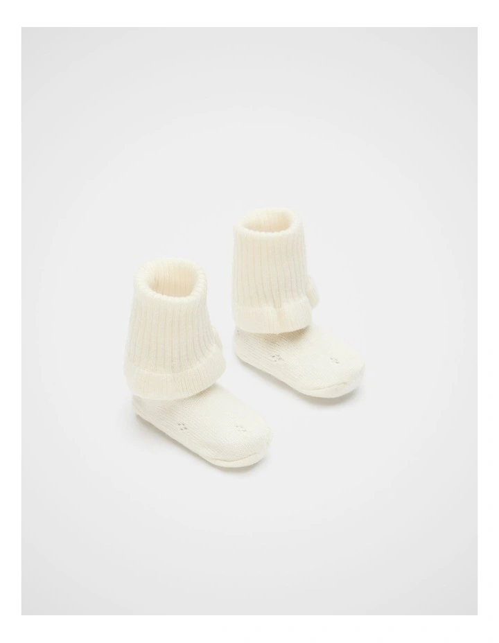 Pointelle Knit Booties in Classic Cream image 1