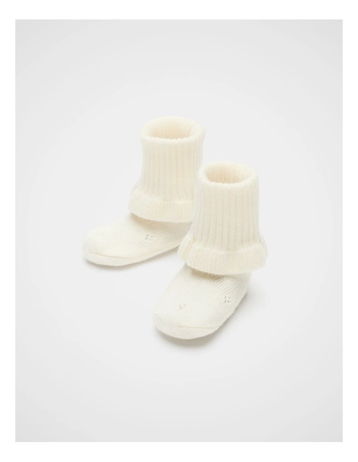 Pointelle Knit Booties in Classic Cream image 2