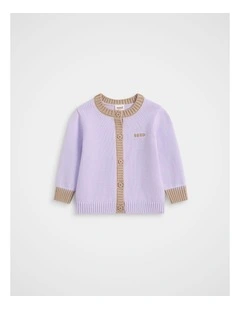 Colourblock Knit Cardigan in Lavender