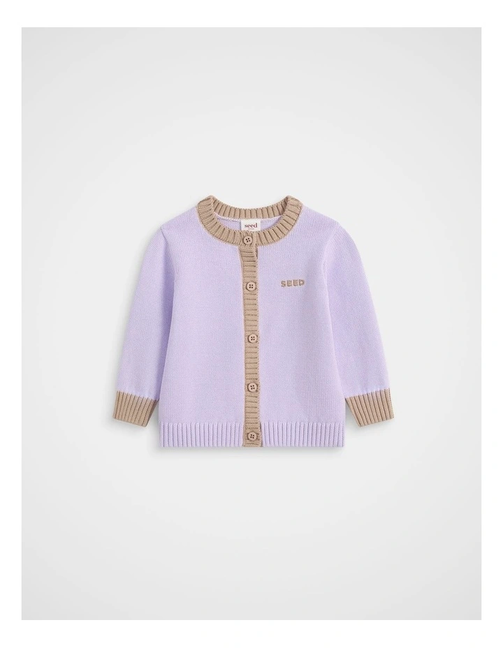 Colourblock Knit Cardigan in Lavender image 1