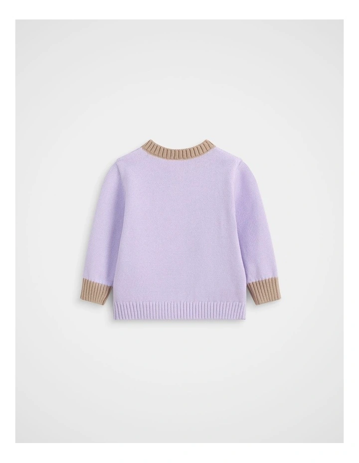 Colourblock Knit Cardigan in Lavender image 2
