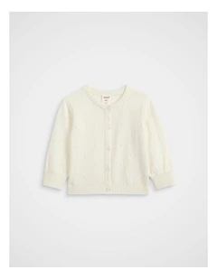 Pointelle Knit Cardigan in Classic Cream