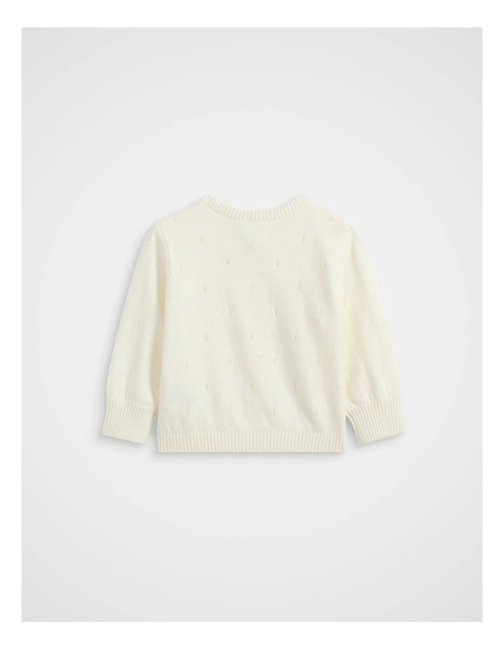 Pointelle Knit Cardigan in Classic Cream image 2