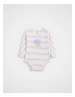 Stripe Rib Bodysuit in Lavender