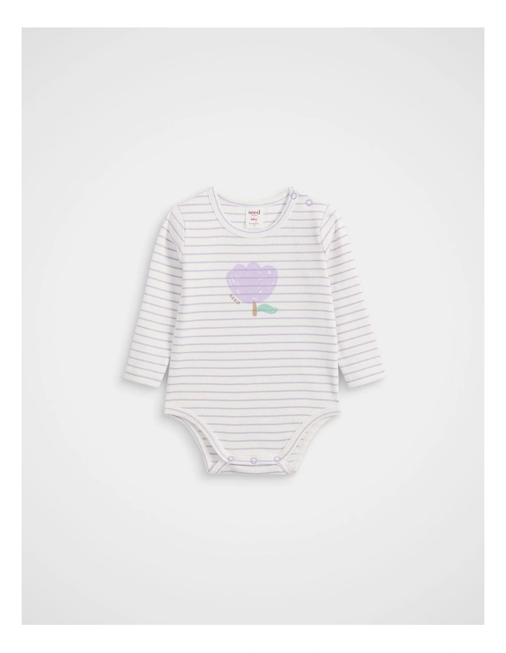 Stripe Rib Bodysuit in Lavender image 1