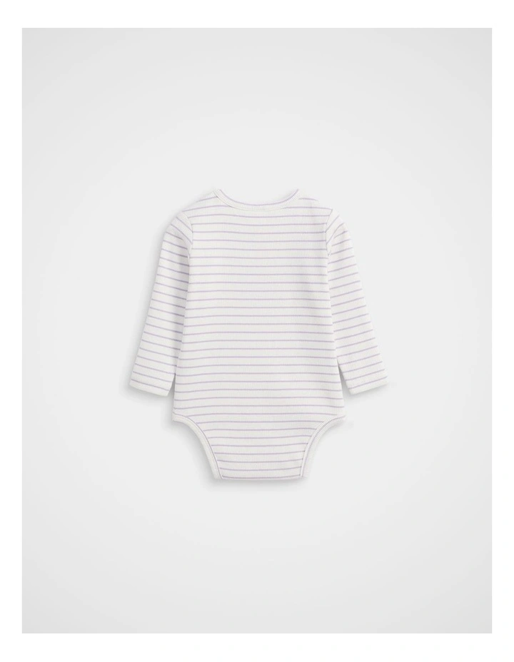 Stripe Rib Bodysuit in Lavender image 2