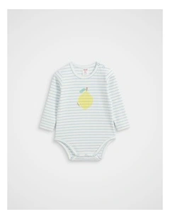 Stripe Rib Bodysuit in Arctic