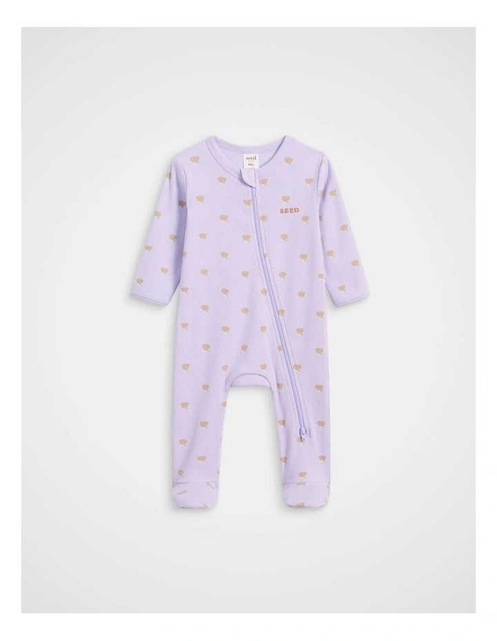Rib Footed Jumpsuit in Lavender image 1
