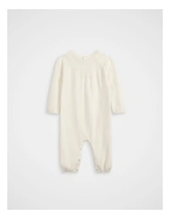 Pointelle Knit Jumpsuit in Classic Cream