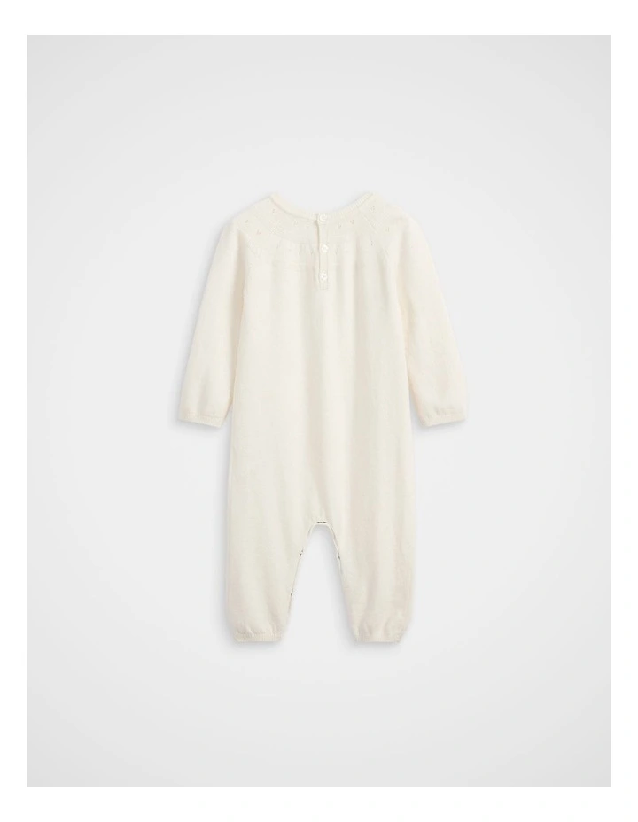 Pointelle Knit Jumpsuit in Classic Cream image 2