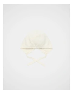 Pointelle Knit Bonnet in Classic Cream